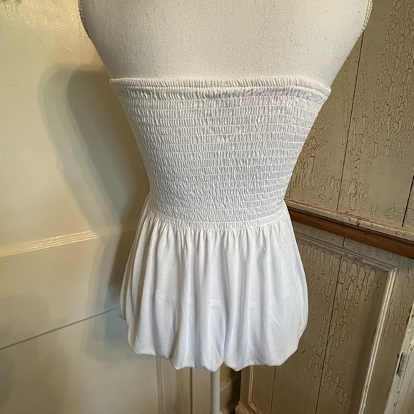 Lascana White Smocked Peplum Strapless Top - Picture 7 of 13